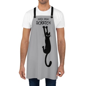 Funny Cat Apron Made from Scratch Black Cat Hanging On