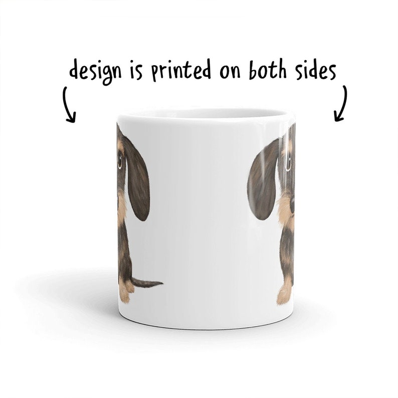 side of coffee mug with cartoon teckel