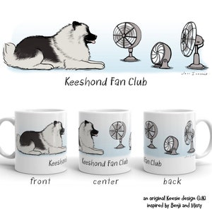 Keeshond Coffee Mug | Cool Keesie Lover&#39;s Ceramic Mug | Keeshond Fan Club | Humorous Cartoon Dog Drawing