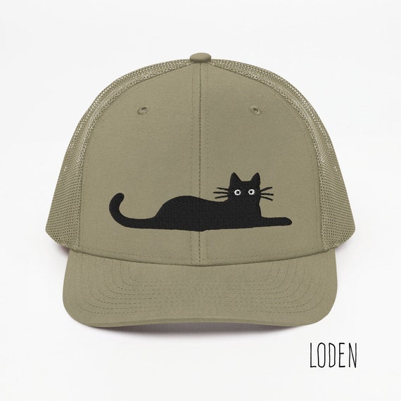 Cool Black Cat Trucker Hat Embroidered 
