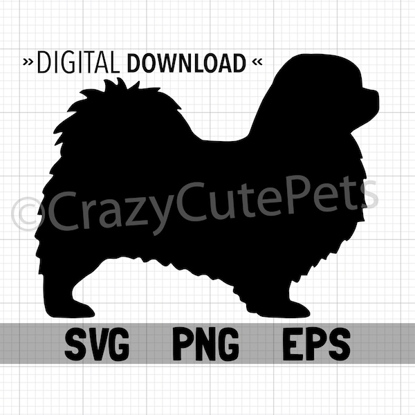 Tibetan Spaniel Silhouette Digital Download SVG PNG EPS Files Dog Breed Shape for Cricut Cutter and More