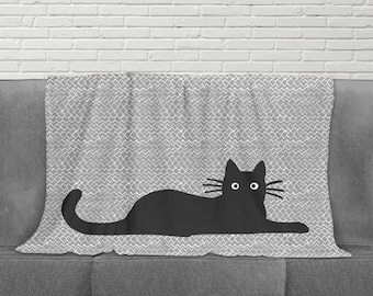Cool Black Cat Throw Blanket 60 X 50 Minky Soft Plush Cat Lover s Blanket