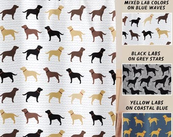 Tenda da doccia con motivo Labrador Retriever, Labrador giallo, Labrador nero o Labrador di colori misti, decorazione per il bagno con cani.