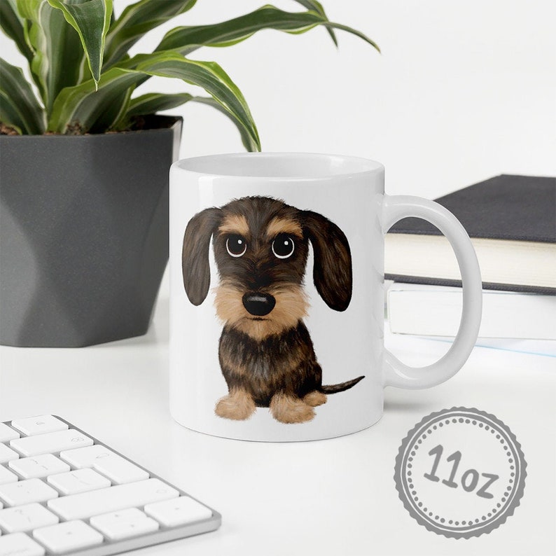 Wirehaired Dachshund Wild Boar Tan Teckel Cute Cartoon Dog Coffee Mug