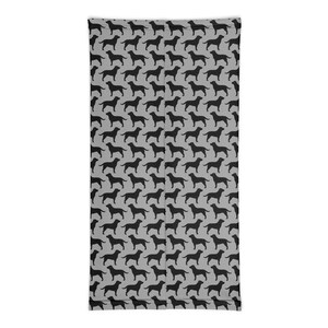 grey neck gaiter with patterned black labrador retrievers