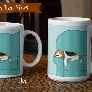 cute sleeping Beagle coffee mug in two sizes, 11oz and 15oz