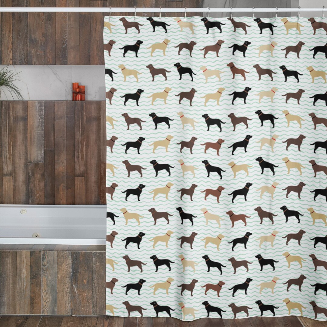 Labrador Retrievers Dogs Shower Curtain Black Labs, Chocolate Labs