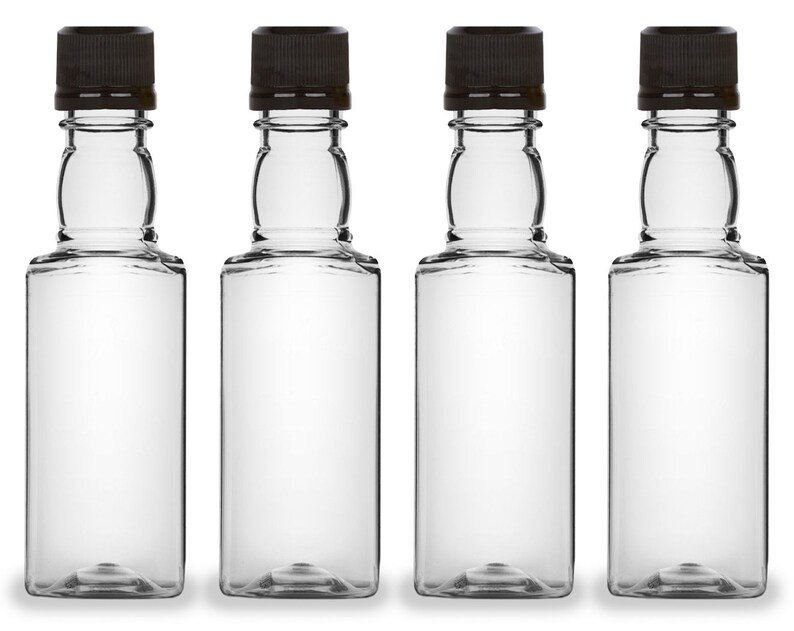 24 Square Mini Liquor Bottles 50ml Small Empty Plastic Mini Etsy