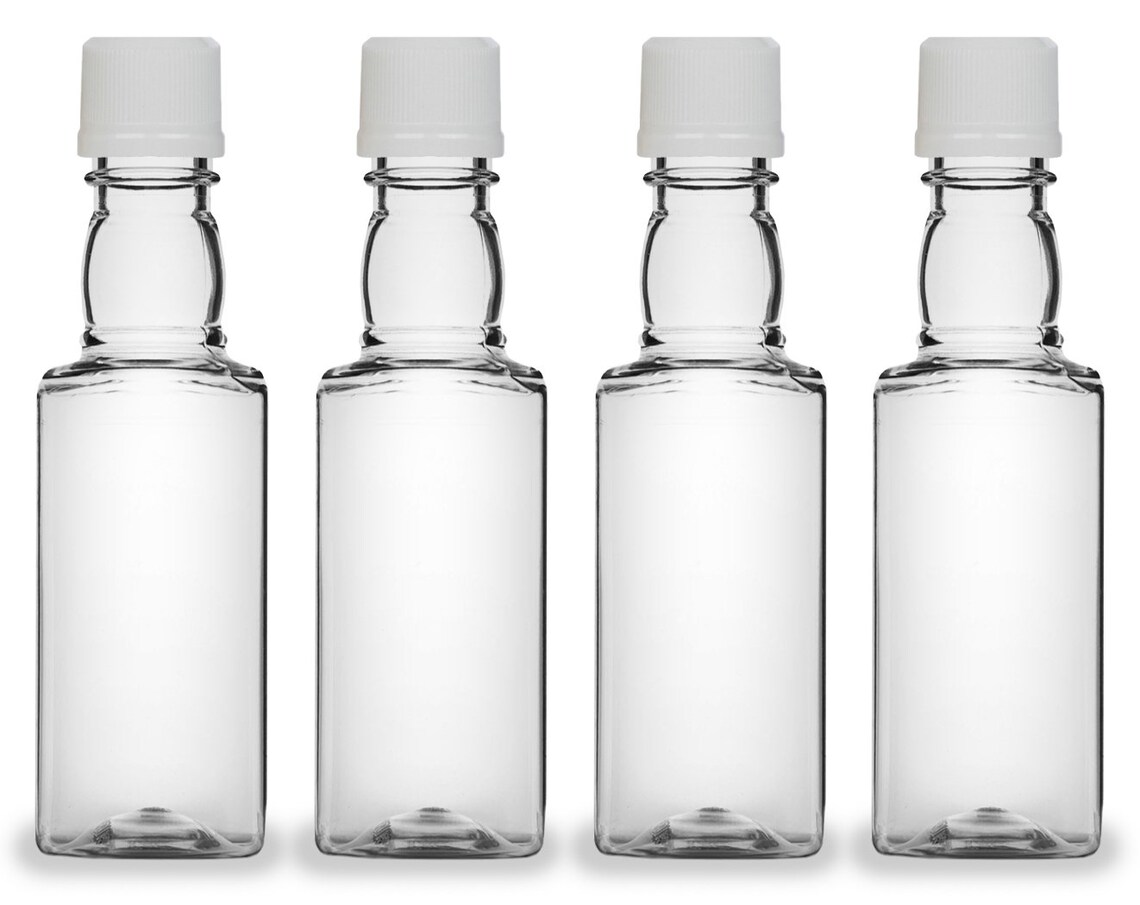 24 Square Mini Liquor Bottles 50ml Small Empty Plastic Mini Etsy