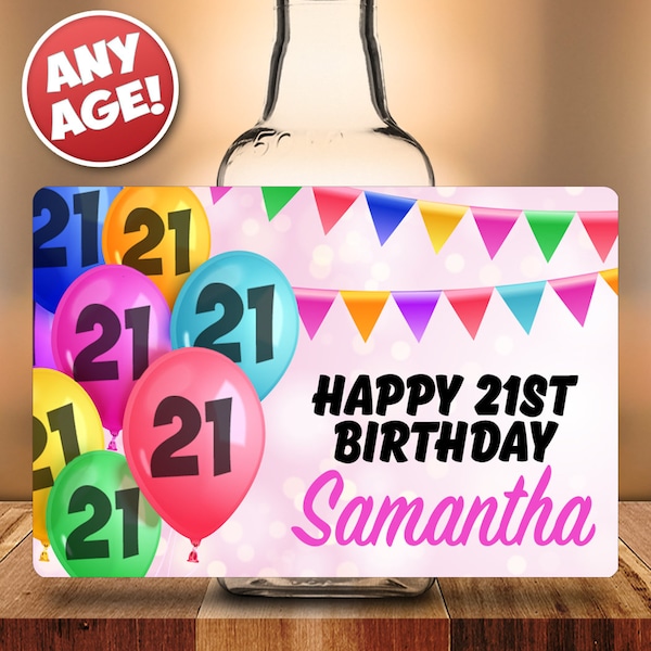 21th Birthday Mini Liquor Bottle Labels, Birthday Party Liquor Bottle Favors, Birthday Mini Liquor Bottle Party Favors - Any Age