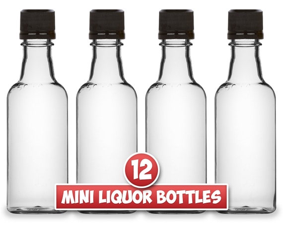 12 Mini Botellas de Licor, 50ml, Mini Botellas de Alcohol de Plástico  Vacías Pequeñas, Mini Chupitos de Botella, Botellas Redondas o Cuadradas  Tapas Otras Cantidades -  México