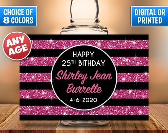 Mini Liquor Bottle Labels, Mini Liquor Bottles, Faux Glitter, Birthday Party Favor, Birthday Liquor Bottles, Birthday Labels, Take A Shot