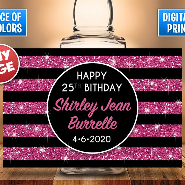 Mini Liquor Bottle Labels, Mini Liquor Bottles, Faux Glitter, Birthday Party Favor, Birthday Liquor Bottles, Birthday Labels, Take A Shot