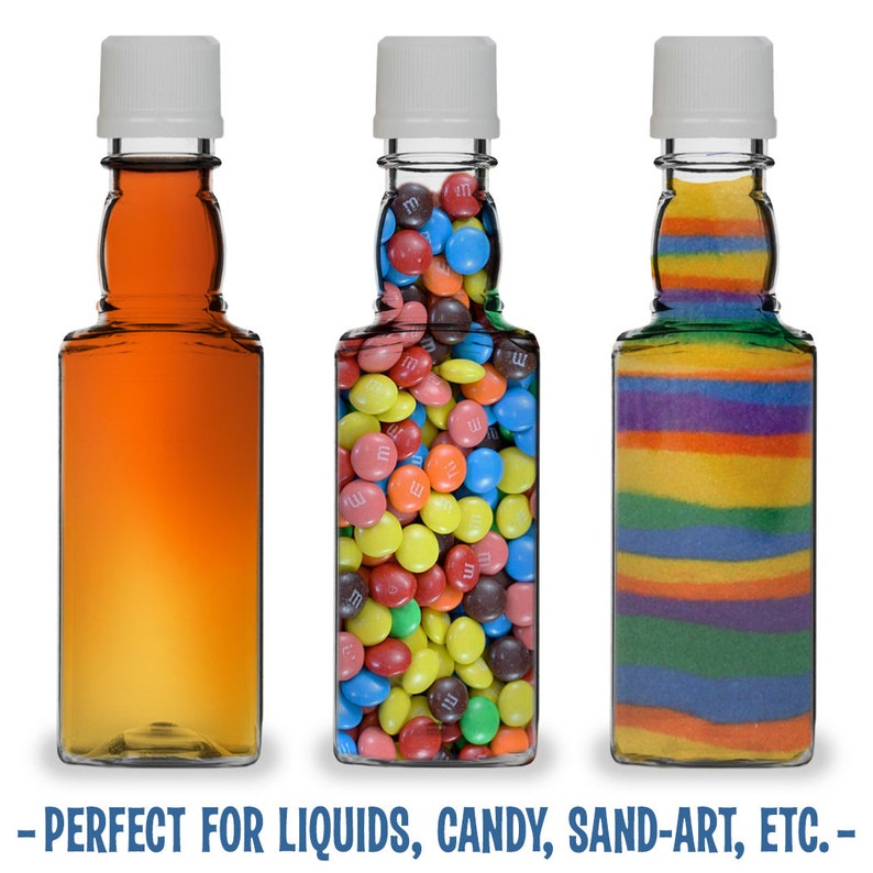 24 Square Mini Liquor Bottles 50ml Small Empty Plastic Mini Etsy