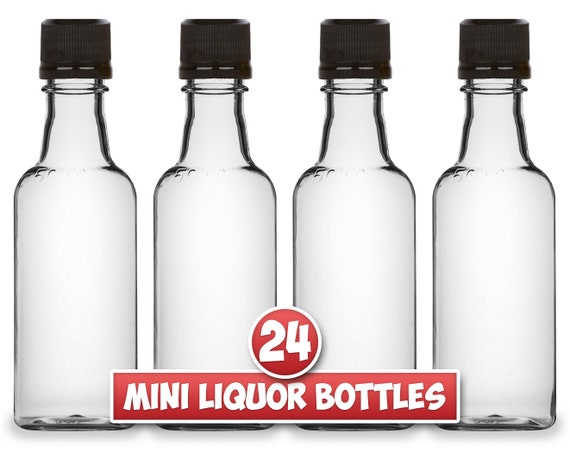 24 Mini Botellas de Licor, 50ml, Mini Botellas de Alcohol de Plástico  Vacías Pequeñas, Mini Chupitos de Botella, Botellas Redondas o Cuadradas  Tapas Otras Cantidades -  México