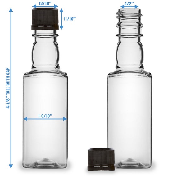 12 Mini Liquor Bottles, 50ml, Small Empty Plastic Mini Alcohol