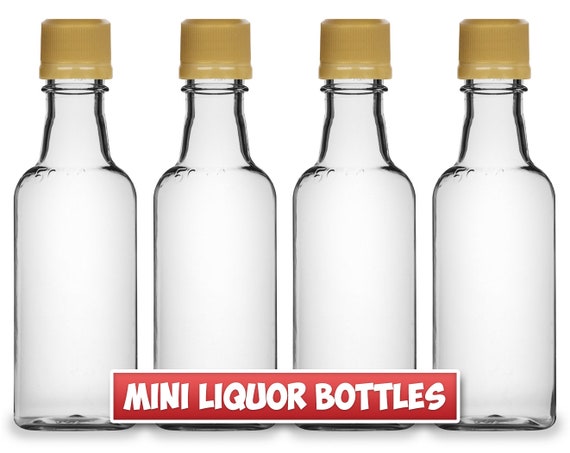 Mini Liquor Bottles, 50ml, Small Empty Plastic Mini Alcohol Bottles, Mini  Bottle Shots, Round or Square Bottles Caps Other Quantities 