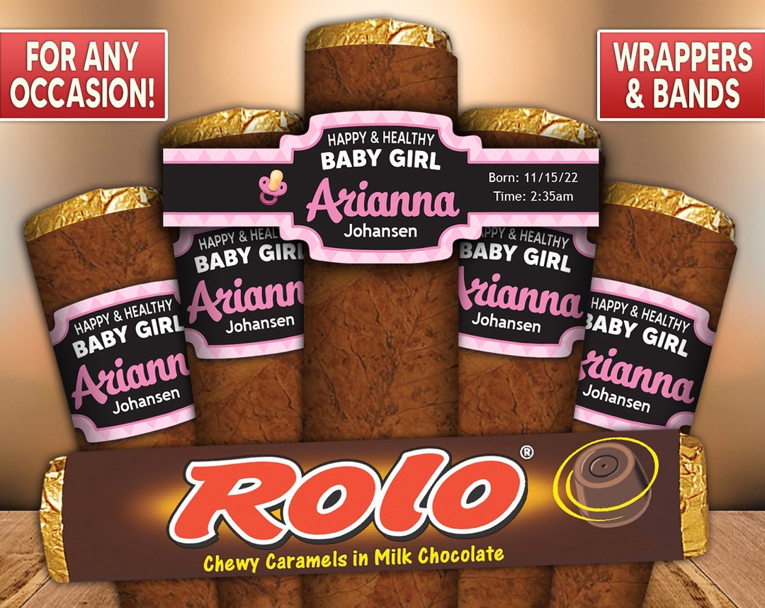 Personalized It's A Girl Chocolate Cigar Favor Wrappers for Rolo's