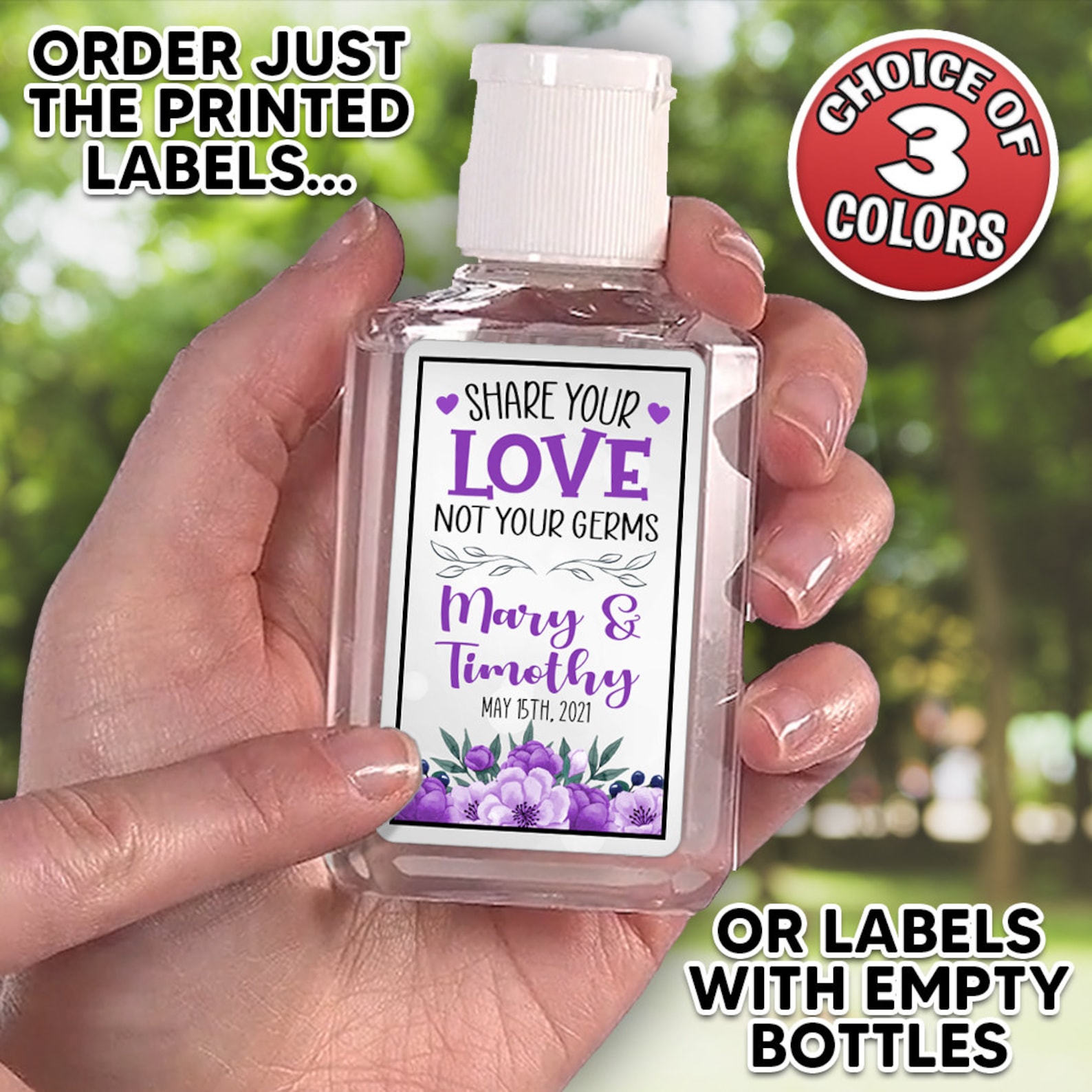 Hand Sanitizer Labels For Wedding Favors Personalized Etsy