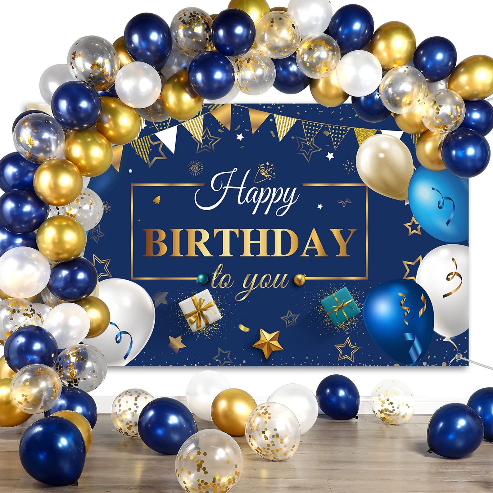 Navy Blue Birthday Confetti Balloons Kit Set 50 Pieces Etsy