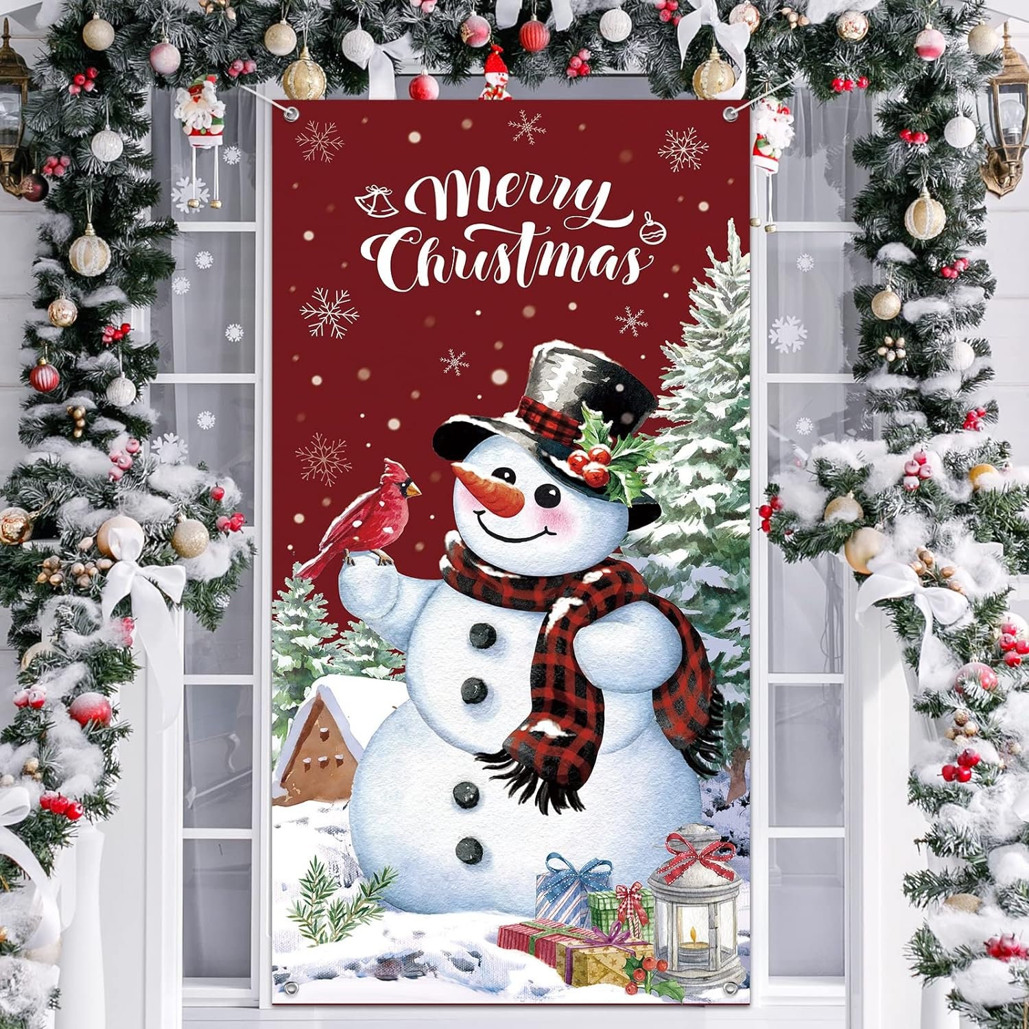 Christmas Snowman Outdoor Rug for Patio/Deck/Porch, Non-Slip Large