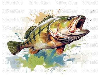 Largemouth Bass Watercolor - Digital Download