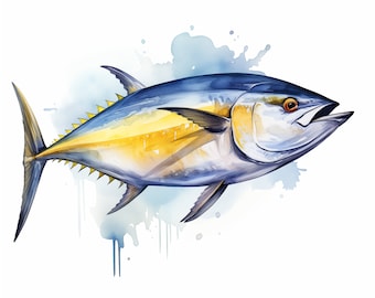 Yellowfin Tuna Watercolor - Digital Download