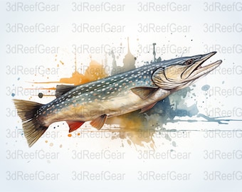 Northern Pike Watercolor - Digital Download