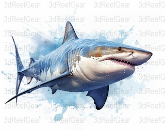 Tiger Shark Watercolor - Digital Download