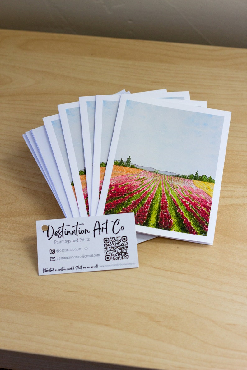 Tulip Fields Blank Card 5 Pack Note Cards with Envelopes image 1