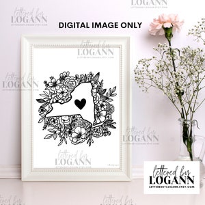Floral Print | Floral New York Print | Upstate New York | New York State | Nursery Print | Wall Art | New York State Wall Art | Printable