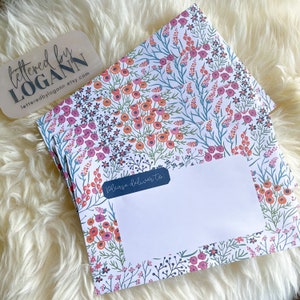 Wildflower Floral Theme Envelope Set | Envelope Stationery Set | Set of 5 BIG Envelopes