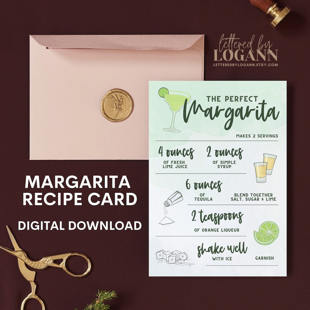 Margarita Recipe Card Margarita Card Greeting Card Digital Download