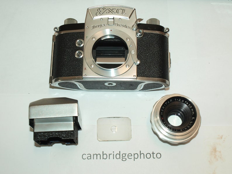 Ihagee Dresden Exa camera with prism finder and 50mm Ludwig Meritar lens image 2