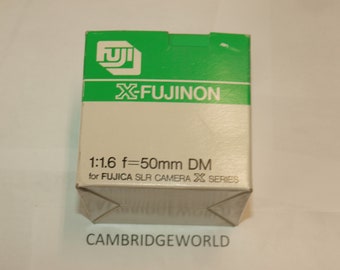 NEW old stock Fuji Fujifilm Fujica 50mm f1.6 DM Fujinon X lens in the original factory box