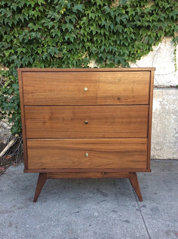 Mid Century Style Low Boy Dresser In Walnut Etsy