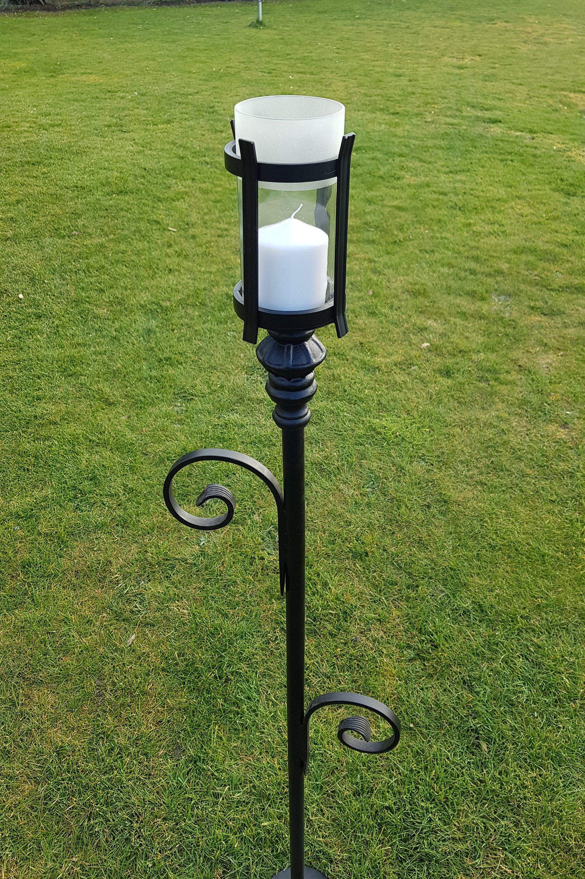 Hand made Medieval/Gothic wrought iron garden lantern ...