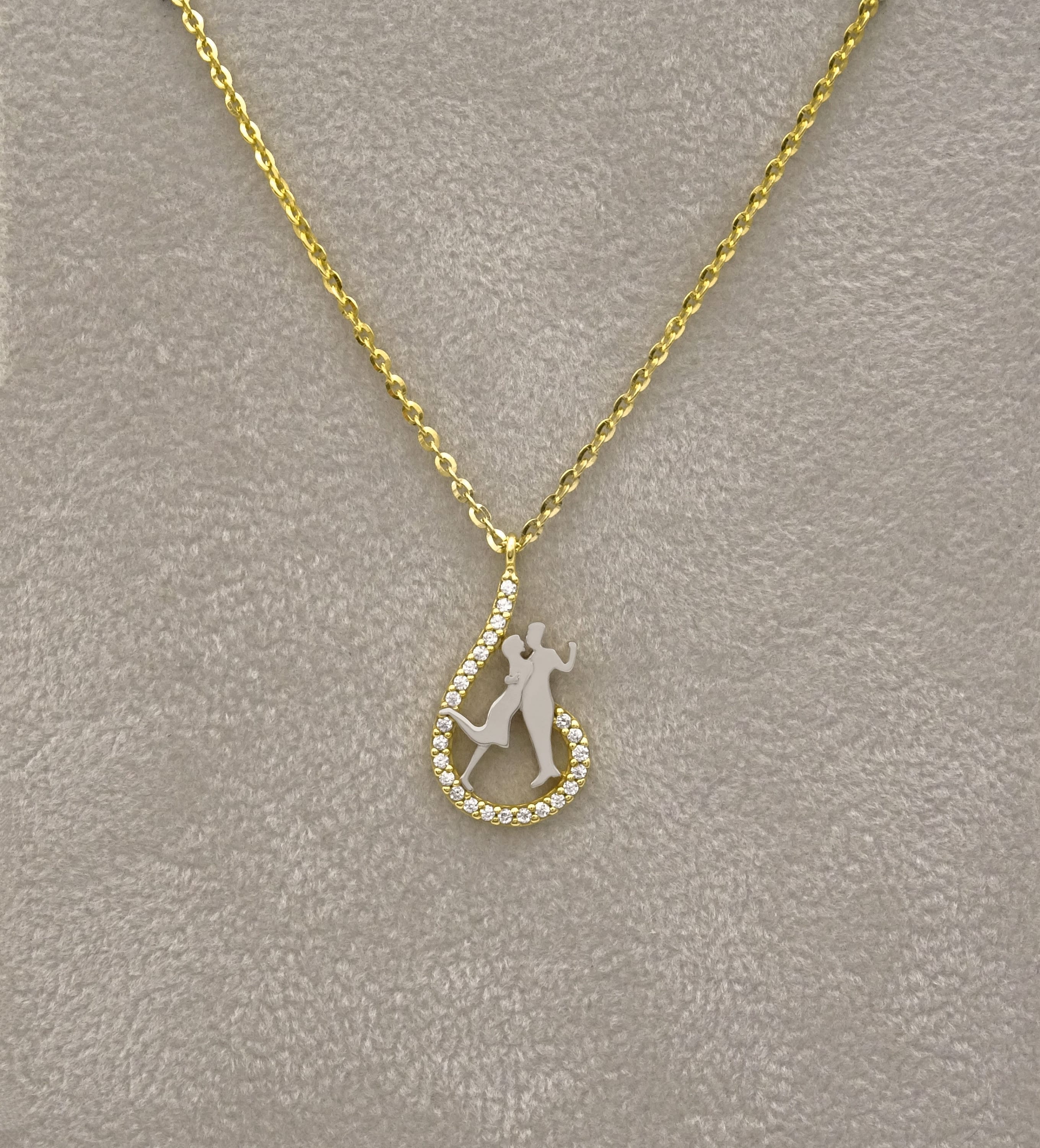 Gold Couple Necklace Love Pendant Anniversary Necklace Etsy