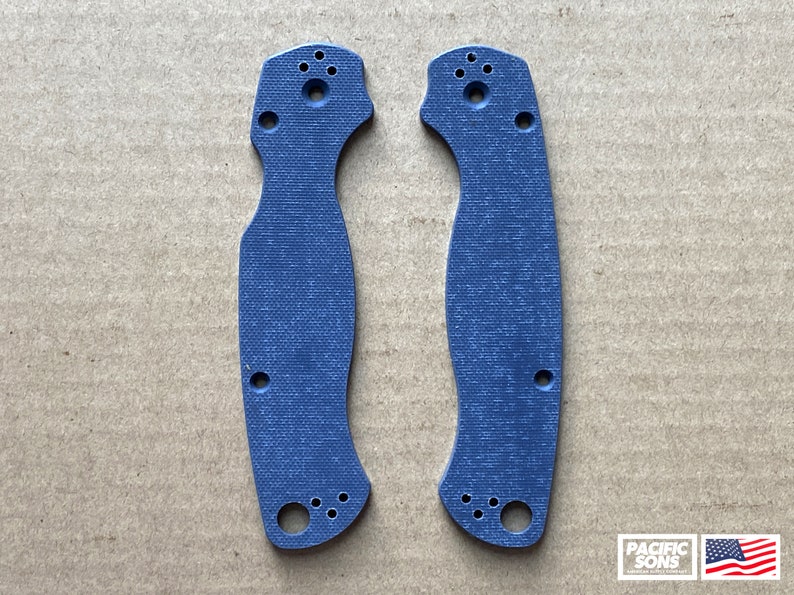May include: Two blue textured plastic knife scales for a pocket knife. The scales have a textured surface and multiple holes for attaching to a knife.