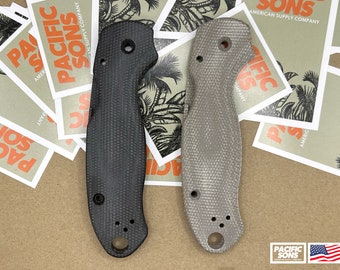 Juego de cachas de micarta Spyderco Para 3 con acabado manual: cachas de cuchillo personalizadas para Spyderco