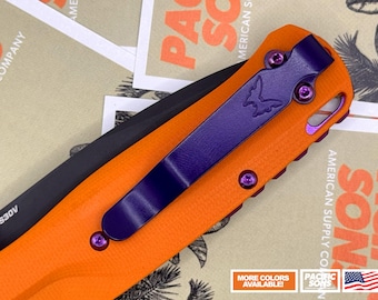 Clip de bolsillo profundo morado para cuchillos Benchmade, Bugout, Osborne, Bailout, Griptilian y muchos más.