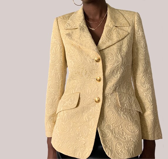 Vintage Yellow Escada Embroidered Jacket