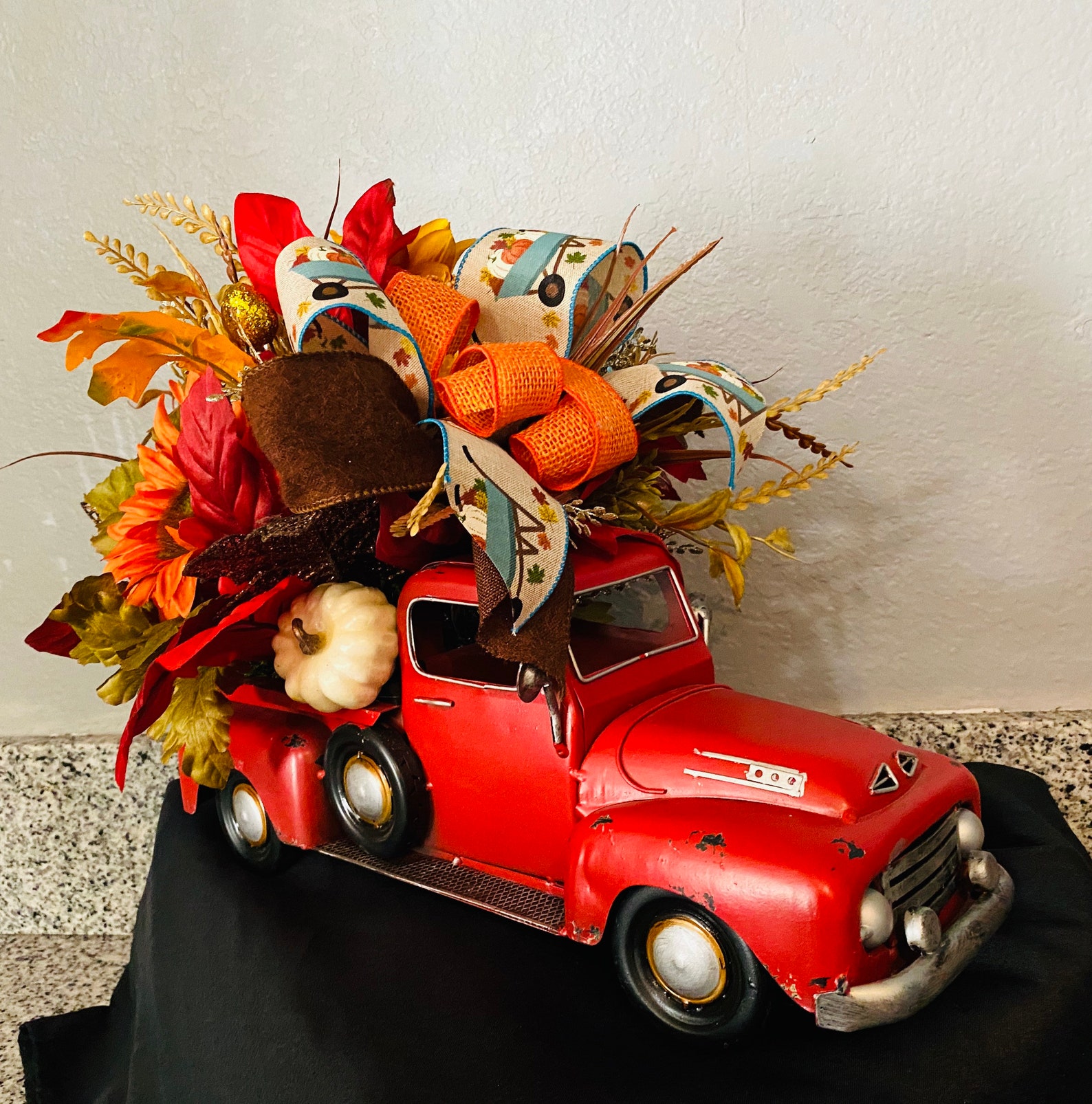 Autumn Fall Red Truck Fall Decor Etsy