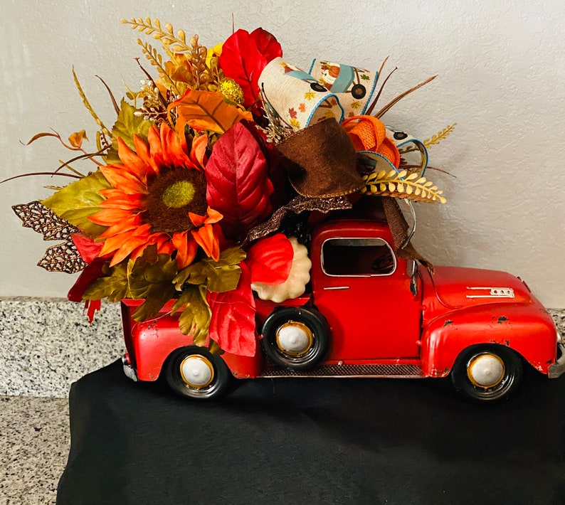 Autumn Fall Red Truck Fall Decor Etsy