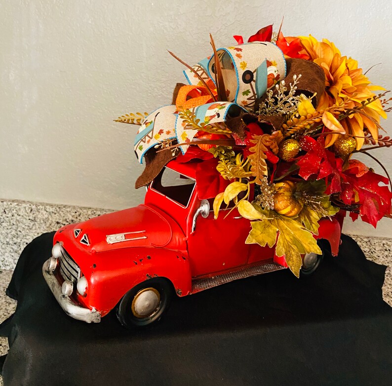 Autumn Fall Red Truck Fall Decor Etsy