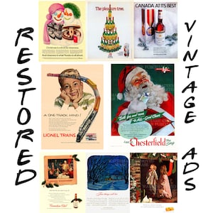 Restored Vintage Ads * Christmas Print Advertisements * 16 Retro Holiday LIFE Magazine Ad Lot * Restored & Retouched for Display or Framing