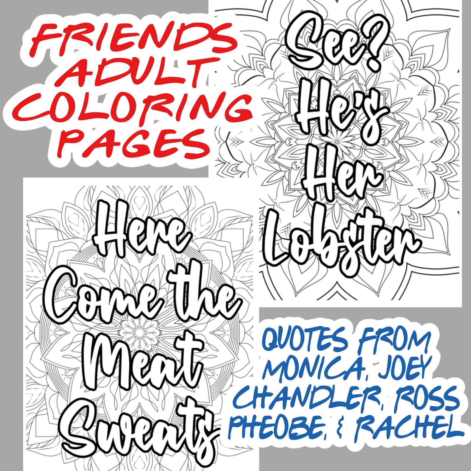Friends Coloring Pages Friends TV Show Quotes Monica Joey - Etsy India