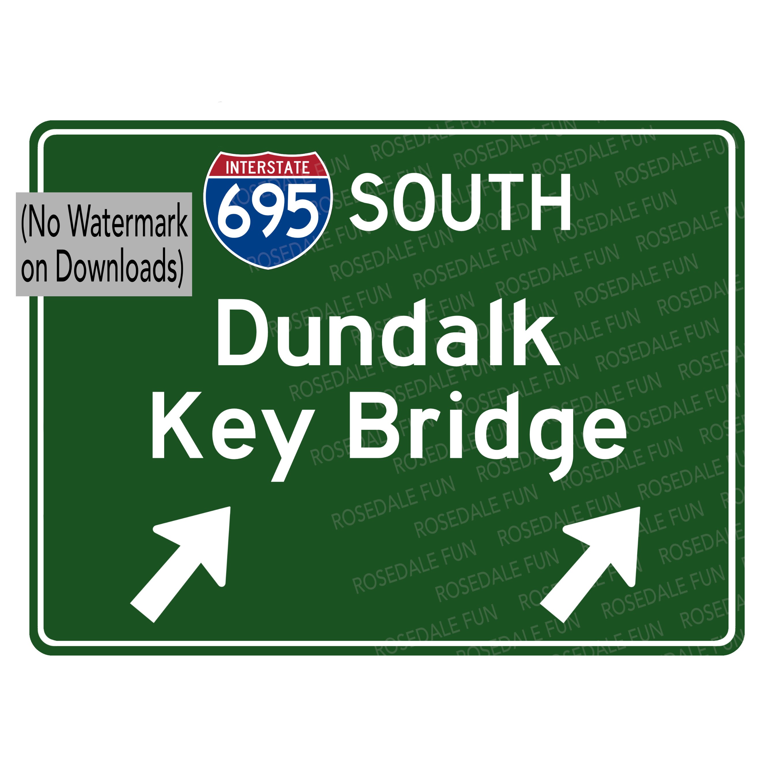 Key Bridge Highway Signs 4-PACK | Interstate 695, I-95, Dundalk Francis ...