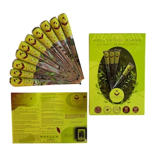Hollywood Henna Cones Organic 100% Natural Henna Cones for Reddish Dark Brown Color
