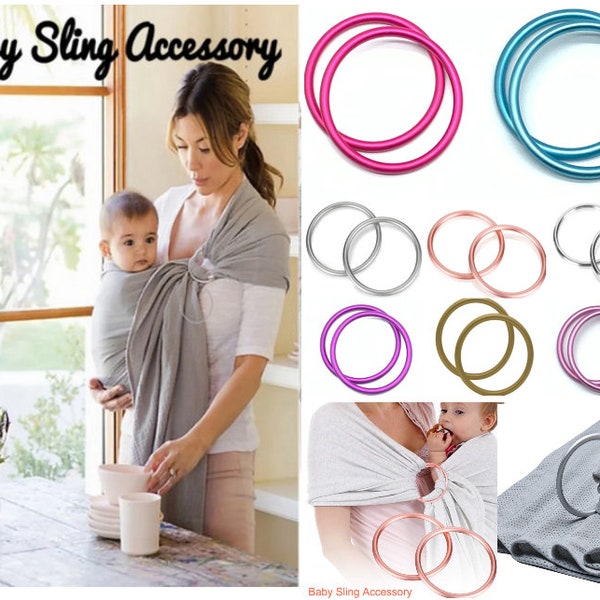 1 Pair Aluminium Baby Sling Rings for Baby Carriers & Slings 3" Large 8 Colors Available